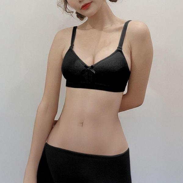 여성 브래지어 작은가슴 편한 노와이어 일체형패드 2컬러 리스 밴드 작은 속옷 노 패드 골지