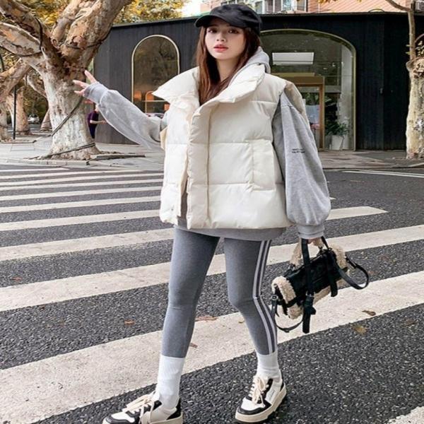 여성 겨울 패딩조끼 패딩베스트 웰론조끼 오버핏점퍼 웰론조끼 여자패딩조끼 오버핏패딩조끼 터틀넥