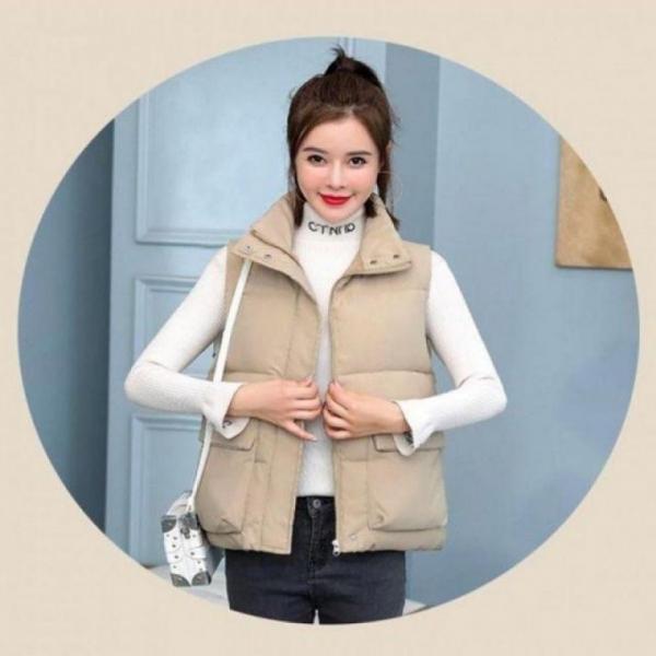 하이넥 베이지 따뜻 여자패딩쪼끼 패딩조끼 아우터 여 여자패딩 여성패딩 조끼 쪼끼