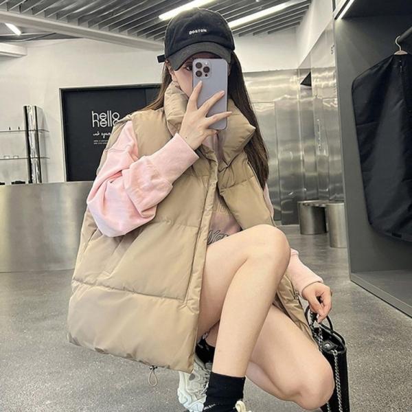 여성 베이직 스트링 조절 넉넉한 데일리 조끼 패딩 옷 여성 룩 40대 베스트 루즈핏조끼 코디 넉넉한조끼