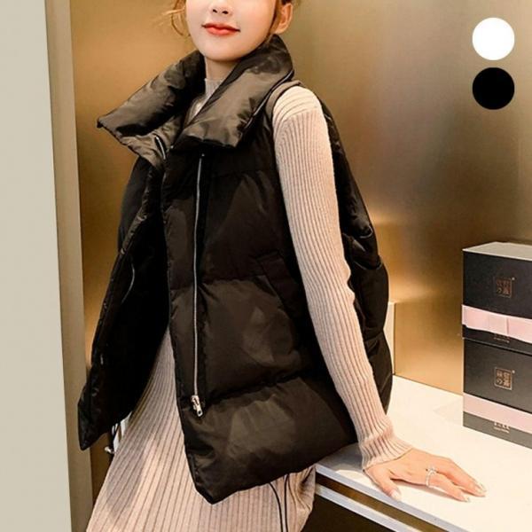 여성 겨울 오버핏 하이넥 패딩 조끼 여자 여성 경량 패딩조끼