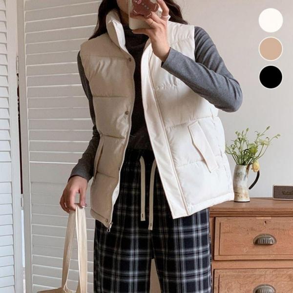 여성 하이넥 패딩조끼 ELC 9005 하이넥 여성 데일리 트렌디 패딩조끼 경량 심플 캐주얼 베이직