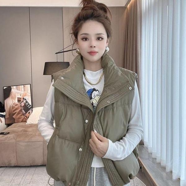 여성 하이넥 포켓 데일리 패딩 조끼 쪼패 조끼 겨울 하이넥 패딩