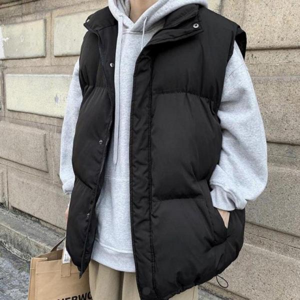 캐주얼룩 스포티한 코디 남자 오버핏 패딩 조끼 남녀 여성 겨울조끼 경량패딩 남성 얇은 커플 남자 롱