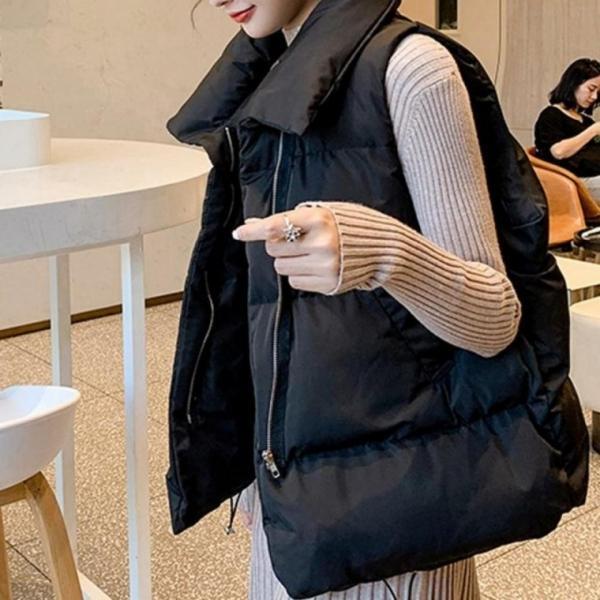 겨울 오버핏 패딩 경량조끼 오버핏경량패딩 하이넥 패딩조끼 여성 여자 경량
