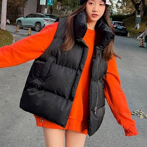 러블리 디자인 여성 오버핏 도톰 패딩 조끼 방한 남성 용 남녀 남자 여자 패딩조끼 가벼운 겨울조끼 롱
