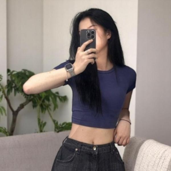 베르 크롭 반팔티 3color 슬림핏 여성 여름 기본템 상의