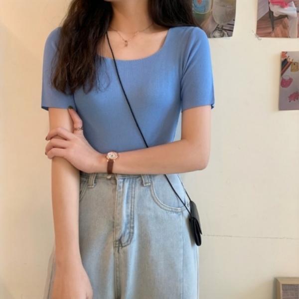 여성 반팔티 베르 스퀘어넥 티셔츠 데일리룩 반팔
