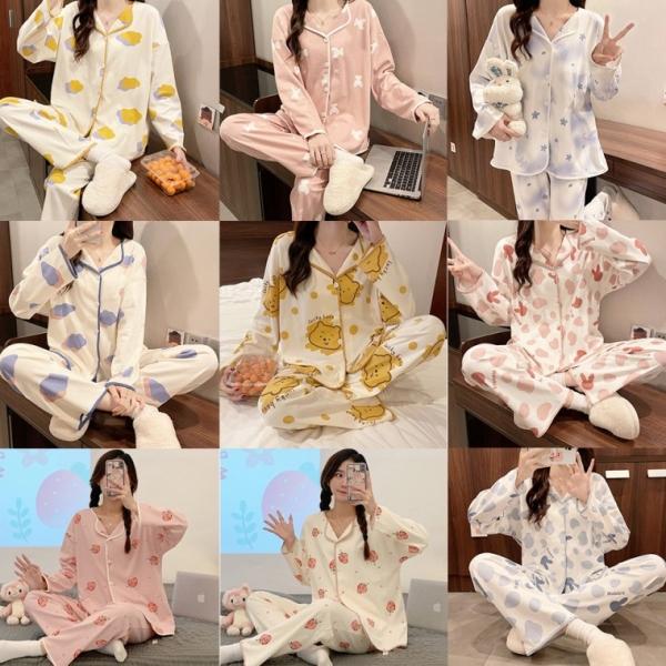 밀크 세미 카라 잠옷 상하의 홈웨어 12종 가을 긴옷 이지웨어 파자마 여성 학생 여자 셋트 가을 긴팔