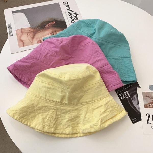 여성 베이직 여름 면 벙거지 모자 버킷햇 여자 얇은 챙 휴가 사파리 자외선차단