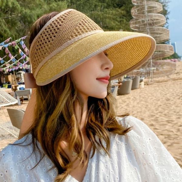 은창]헬레나 리본 밀집 모자 썬캡 선캡 여름 밀짚 왕골 나들이 여성 성인 여자 햇빛 벙거지 사파리