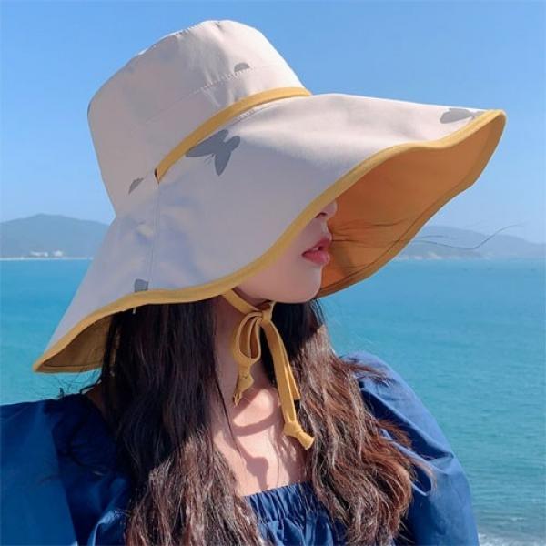 은창]양면 리본 나비 벙거지 모자 벙거지모자 사계절 선캡 썬캡 여름 캡모자 밀짚 왕골 나들이 여성 성인