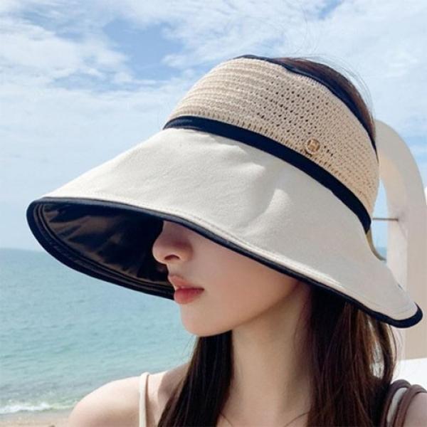 은창]H포인트 사선라인 암막 선캡 벙거지모자 밀짚모자 선캡 썬캡 여름 캡모자 밀짚 왕골 나들이 여성 성인