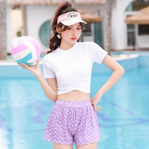 은창]크레센도 미들 셔링 투피스 비키니 수영복 래쉬가드 모노키니 여름 휴가 비치 썸머 여성 커버업 크롭