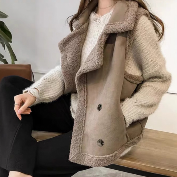 여성 양털 무스탕 뽀글이 안감 미들 조끼 캐쥬얼 페이크 퍼 베스트 플리스 스웨이드 털조끼