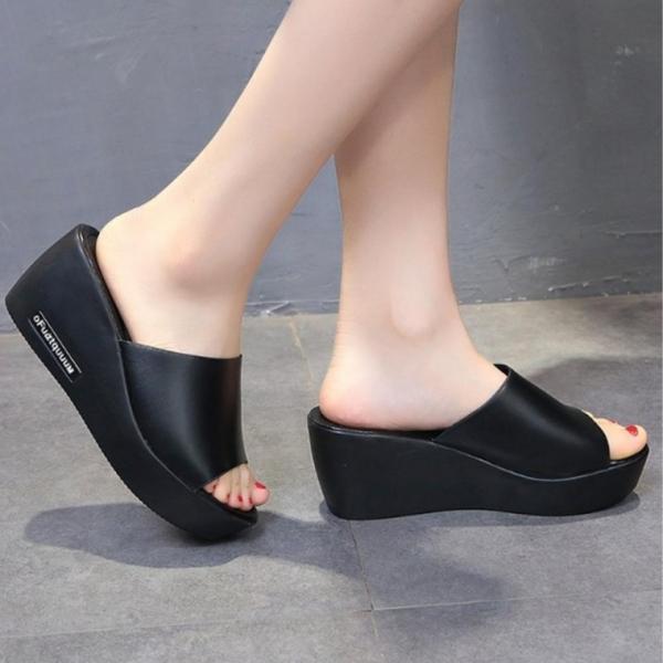 소프트 통굽 사무실 여성 슬리퍼 7cm