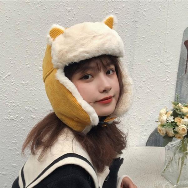 [도매플랜]여성 털모자 고양이 귀마개모자 여자 군밤모자 트루퍼햇 겨울캠핑모자