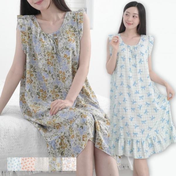 써니드림 여성 인견 프릴 나시 원피스 잠옷 홈웨어 (넉넉핏 빅사이즈 임산부 추천)