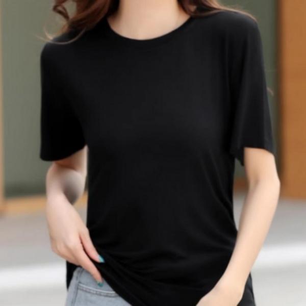 라운드반팔티 쿨링 여성 텐셜 여름반팔티 빅사이즈 스판 흰티 시원한