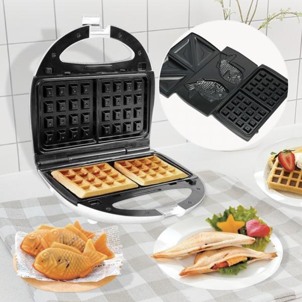 와플메이커 붕어빵 샌드위치 간식 조리기 3in1 와플기계 UEF-WM301