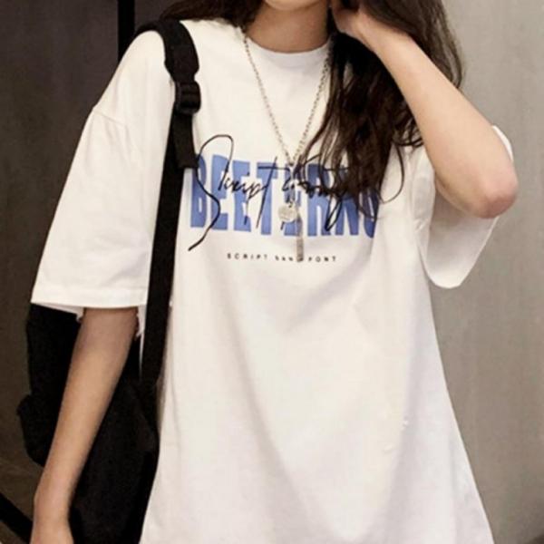 레터링 여성 여름 여자 예쁜 여름 셔츠 이너 반팔티 반팔 티 루즈핏