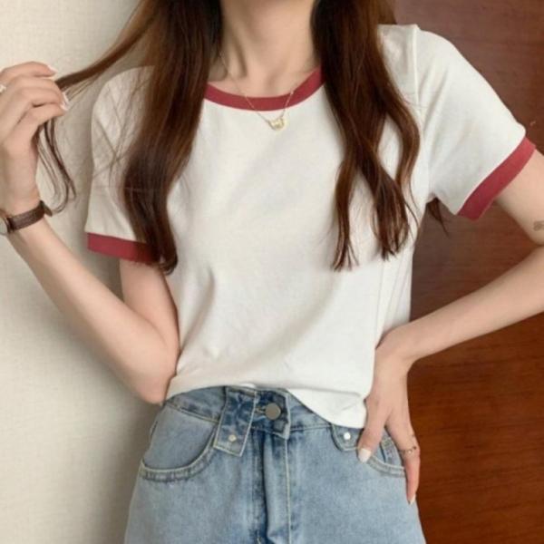 여름 여성 라운드 기본세트 반팔 셔츠 3종 레터링 반팔 크롭 여름