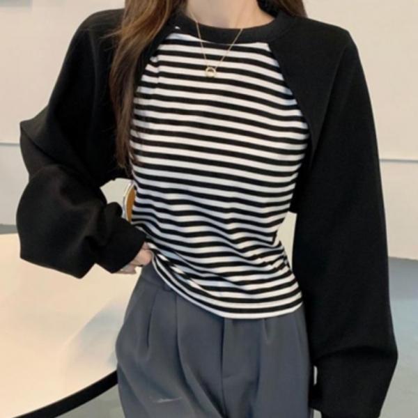 볼레로 여성 긴팔 티셔츠 단가라 크롭 여자 티셔츠