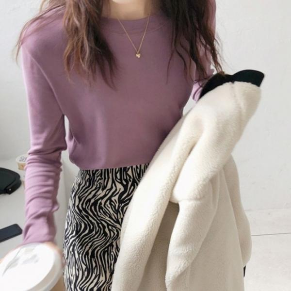 베이직 여성 긴팔 티셔츠 파스텔톤 라운드넥 긴팔티