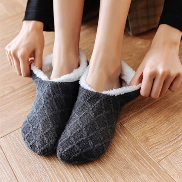 여성 페이크삭스 발목 양말 양털 수면 패션 양말 덧신