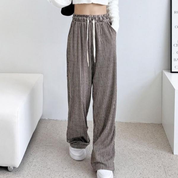 패턴 여성 밴딩 팬츠 여자 홈웨어 데일리 와이드 바지