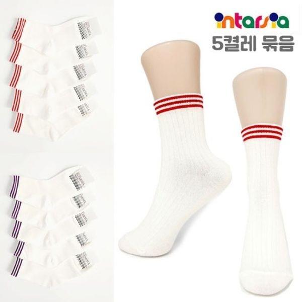 골지 여성 양말 중목 삭스 여자 패션 양말 5세트