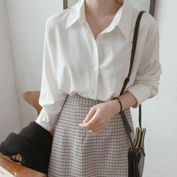 모던 여성 셔츠 베이직 긴팔 블라우스 남방 기본 셔츠