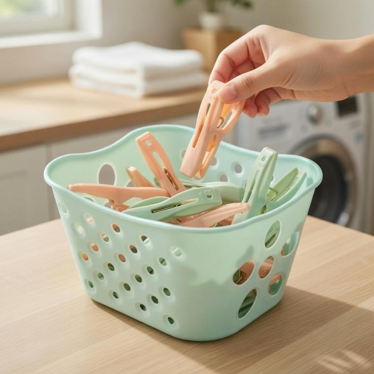 빨래집게 바구니 30P 빨래바구니 빨래집게핀