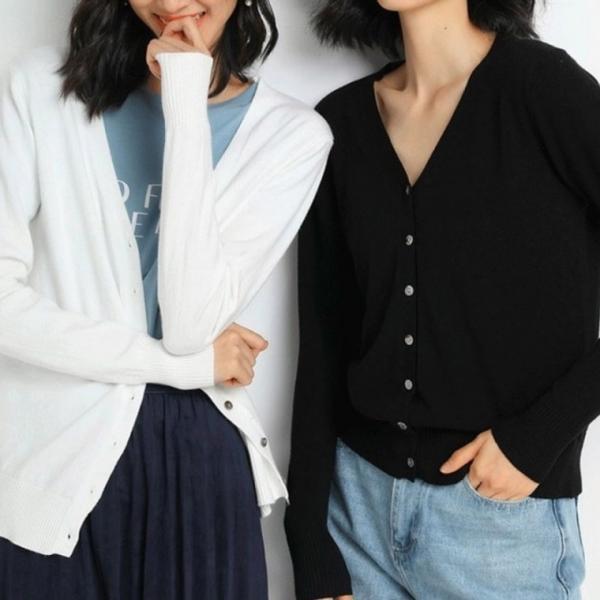 기본 여성 가디건 브이넥 카디건 심플 여자 가디건