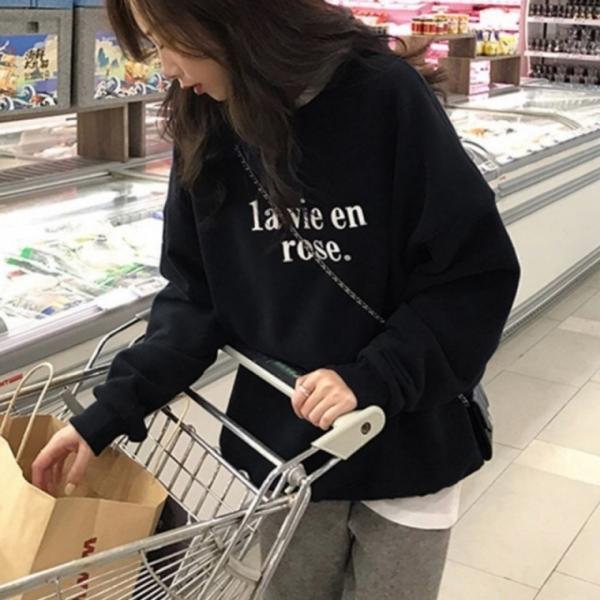 캐주얼 여성 티셔츠 라운드넥 맨투맨 긴팔 티셔츠