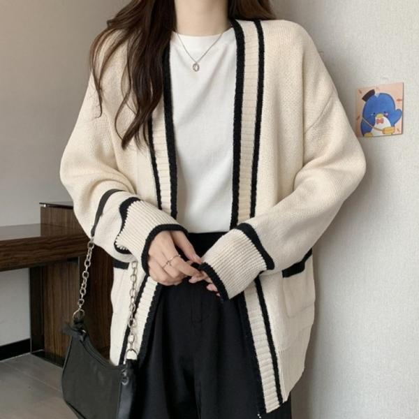 노버튼 여성 가디건 니트 아우터 루즈핏 롱 카디건
