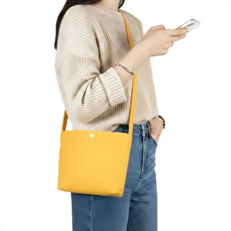 1개 노랑 단추 캔버스 미니 크로스백 데일리 에코백 휴대폰가방 산책가방 미니백 어깨끈