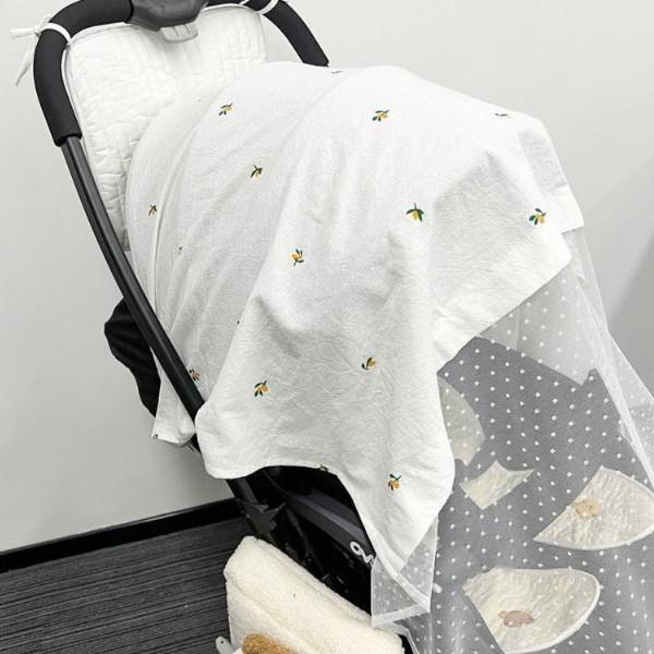 아기자기한 꽃무늬 곰돌이 통풍이 잘되는 매쉬 도트 유모차 선쉐이드 악세사리 벌레차단