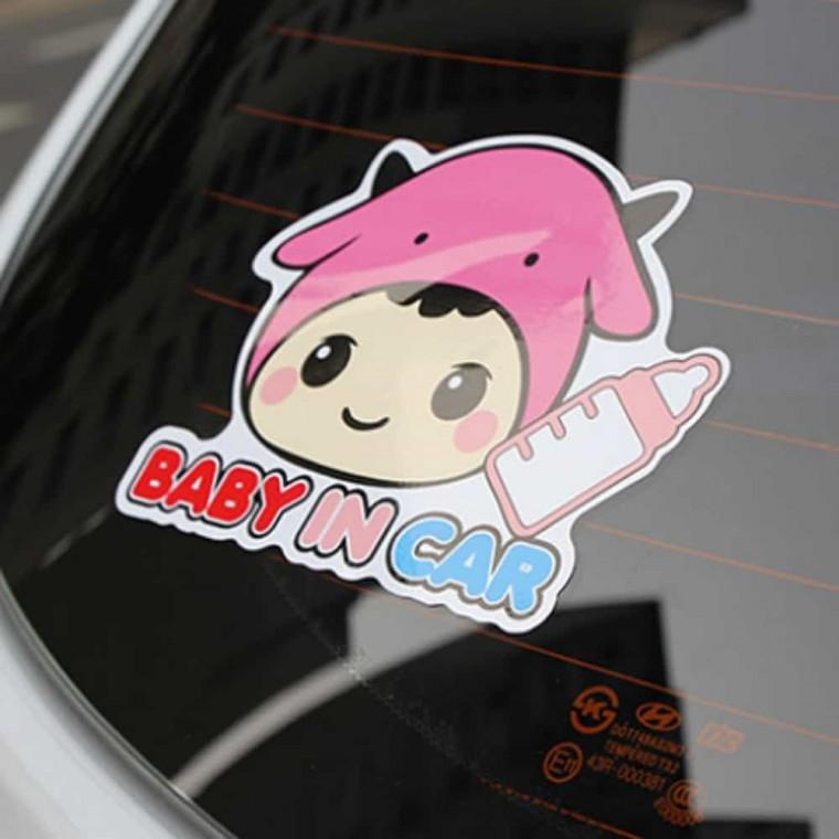 BABY IN CAR 여 칼라 차량스티커 아이가타고있어요 안전표찰 자동차사인 차량용스티커