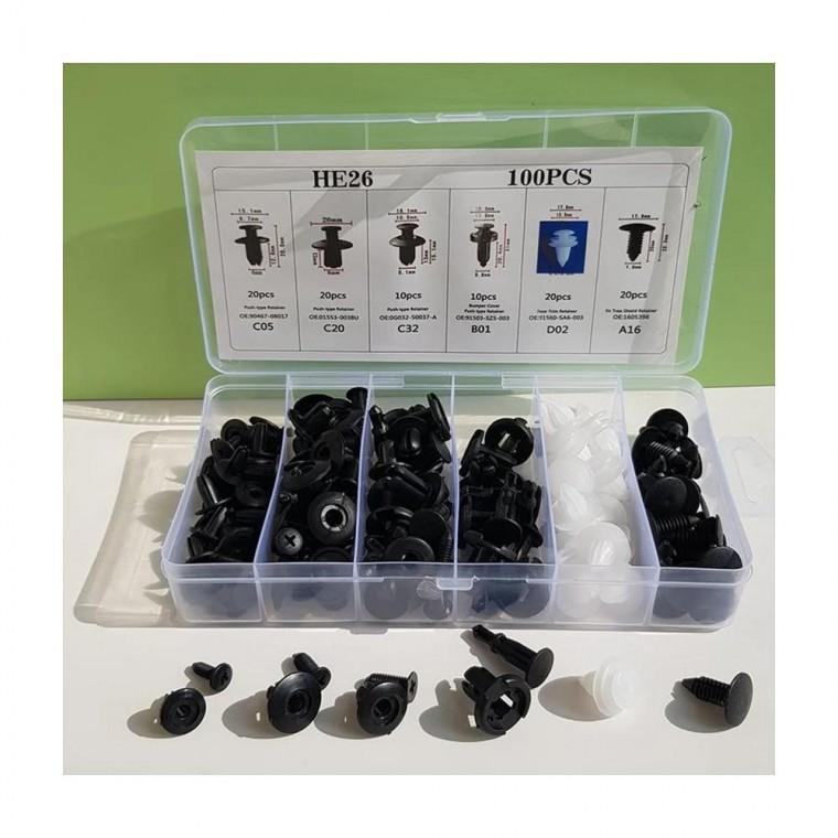 루미나D 자동차 차량용 패스너 클립 100pcs 고정핀 나사 볼트