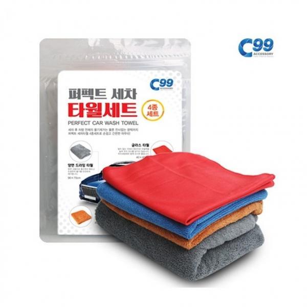 파보니 c99 퍼펙트 세차 타월세트 (4종)   극세사