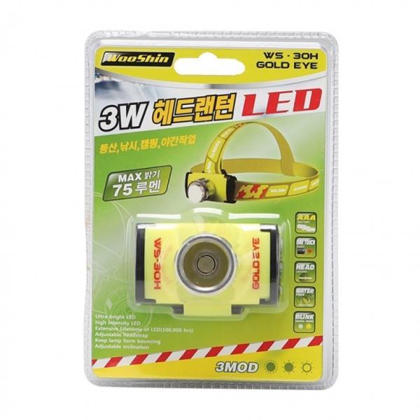 랜턴 LED 헤드용 3W 골드아이 75루멘 AAA 배터리 별도 캡라이트