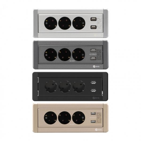 3구 수동 멀티 회전 콘센트 가구형 USB 유선충전 포트 빌트인 회전형