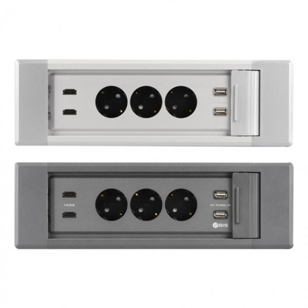 KC 3in1 슬라이딩 매립형 3구 콘센트 USB HDMI 빌트인 커버형 충전 타공 테이블