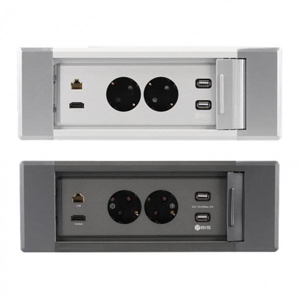 4in1 국산 매립형 2구 콘센트 USB 랜 HDMI 무드등 빌트윈 슬라이딩 커버형