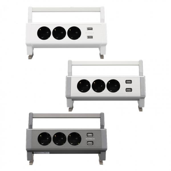 KC 3in1 코너 매립형 3구 콘센트 USB 충전 멀티 거치 동시 충전 인테리어
