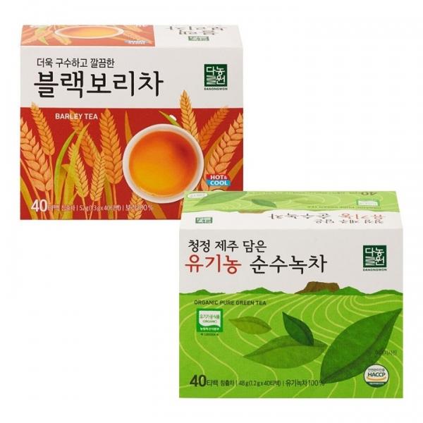(무배) [1+1묶음] 다농원 블랙보리차 & 유기농 순수녹차 40티백