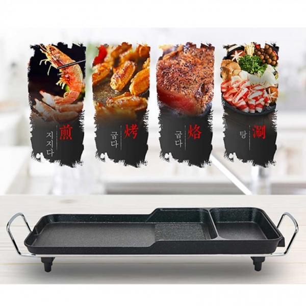 즉석요리 콤보전기팬 국물요리 구이 동시에 2단 뚜껑 포함 전기팬 구이 볶이 고기 전기냄비 즉석요리 콤보
