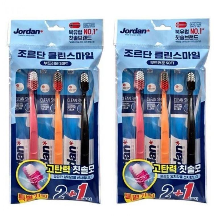 조르단 클린스마일 칫솔3개입세트X2개 총6개 기획세트 잇몸 용 휴대용 치솔 극세 작은 좋은 여행용 치과