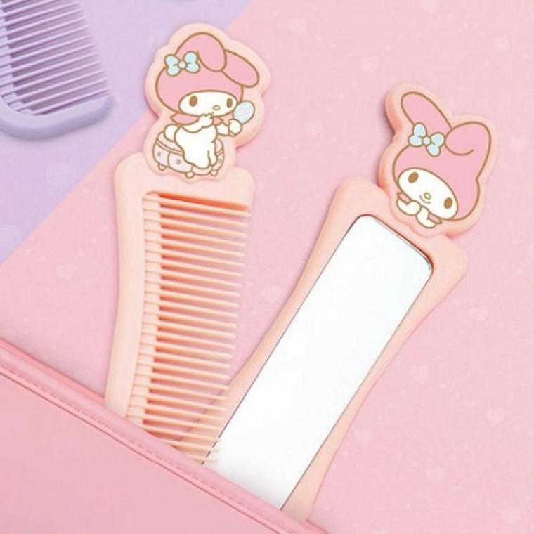 헤어브러시 휴대용 빗거울 손거울 캐릭터 세트
